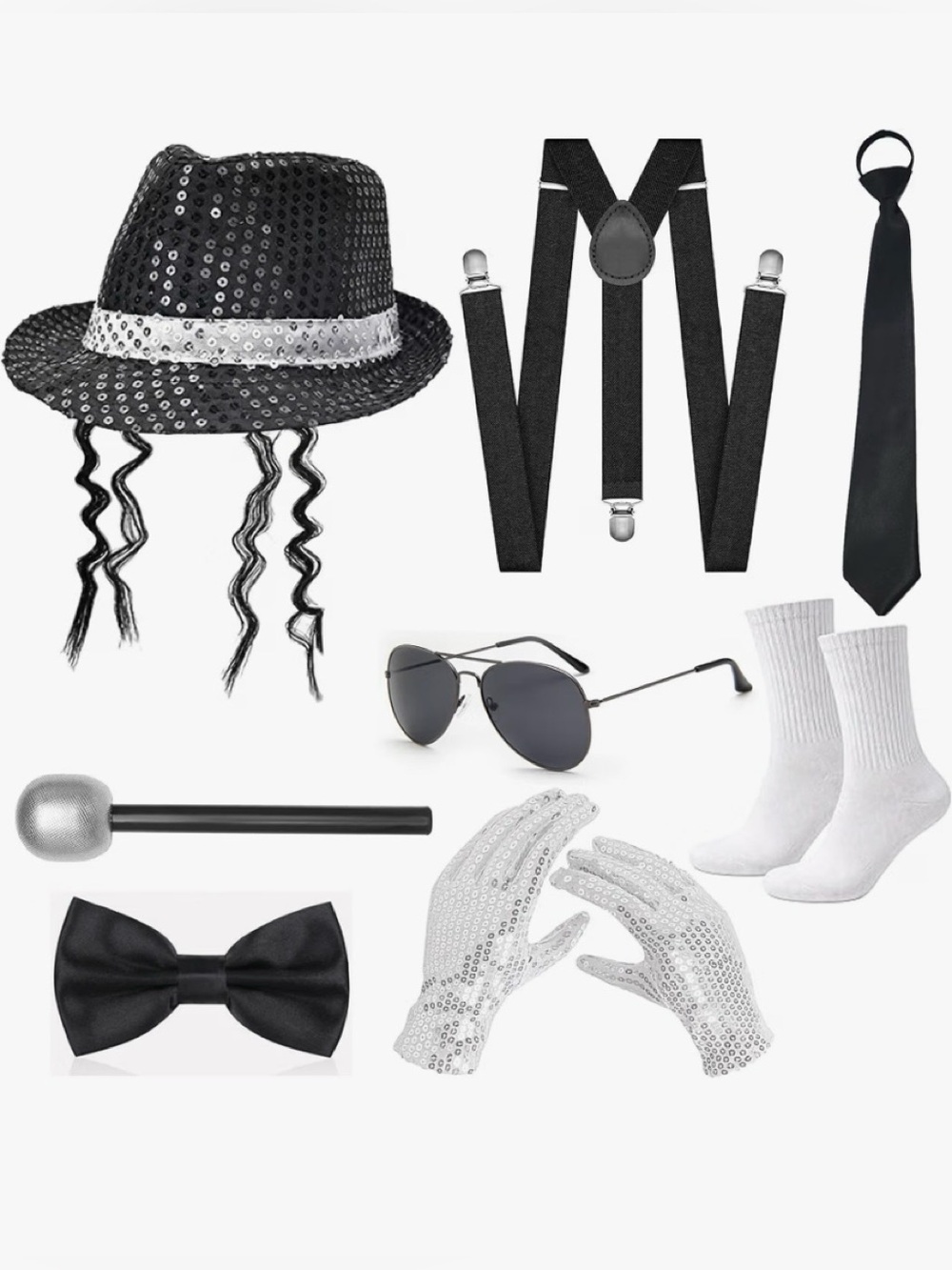 Men’s 70’s 80’s 90’s Disco Retro Costume Accessory Set NWT
